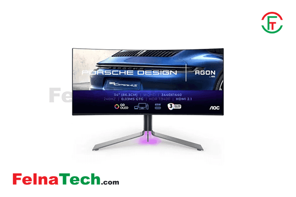 AOC AGON PRO PD34 PORSCHE DESIGN 34" 240Hz 0.3ms WQHD QD-OLED Gaming Curved Monitor